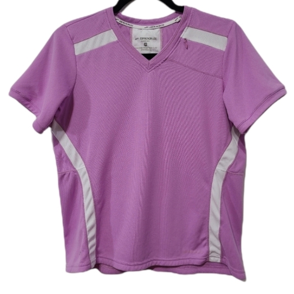 Brooks Short Sleeve Athletic Top with Shoulder Zip Pocket Purple White, Medium - Picture 1 of 16